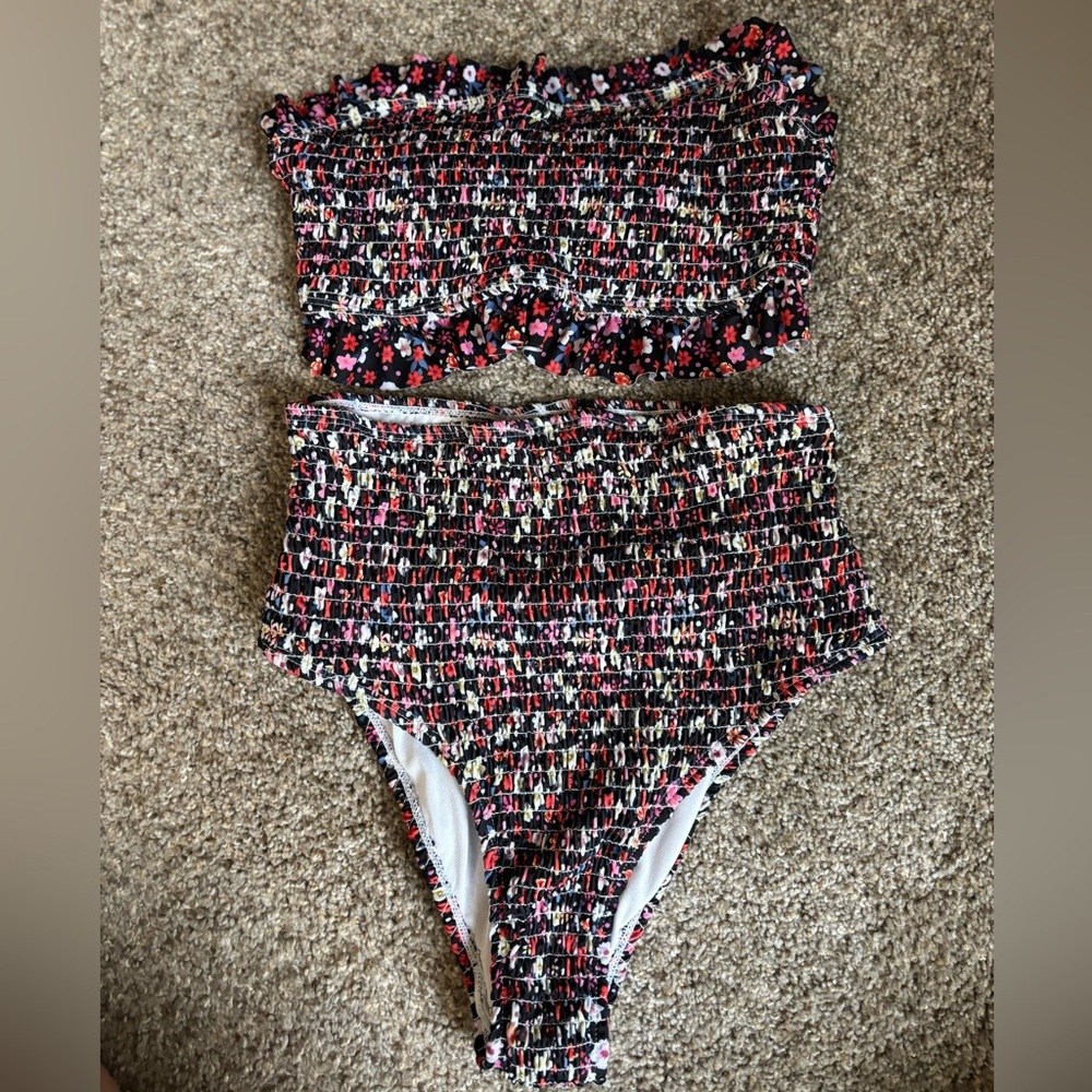 Cupshe Floral Smocked Bikini Set